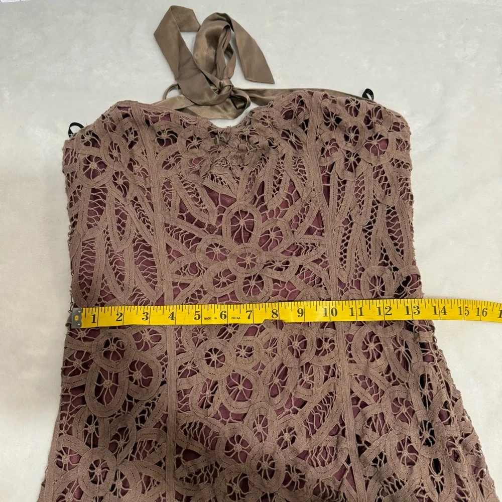 Vintage Betsey Johnson Y2K Crochet & Silk Strapless Halter Dress Size 6 - Picture 8 of 9